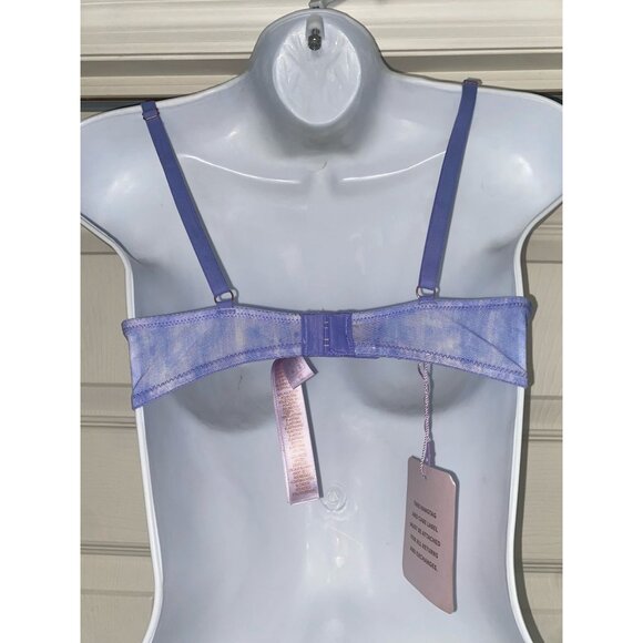 Lace Trimmed Lavender Mesh Underwire Bra - Picture 4 of 4